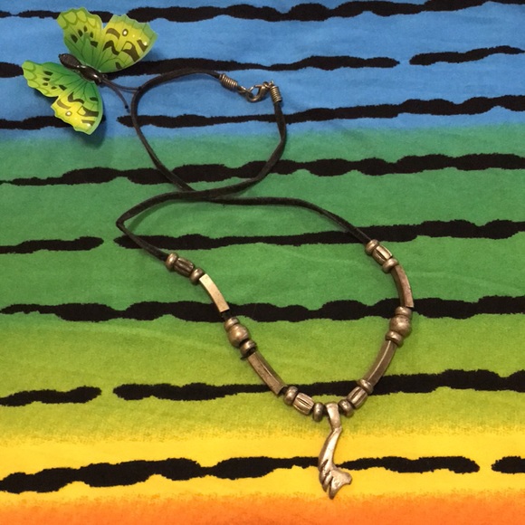 Black Rope Silver Charm Necklace - Picture 9 of 16